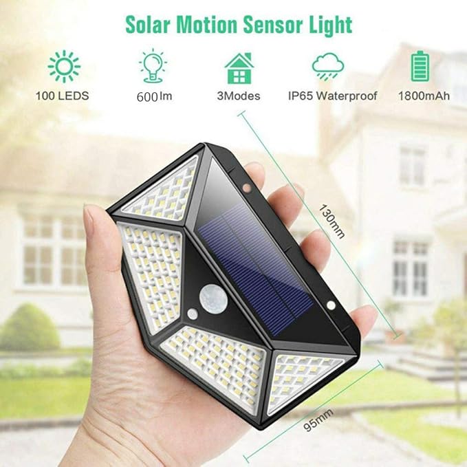Lámpara solar de 100 LED con sensor